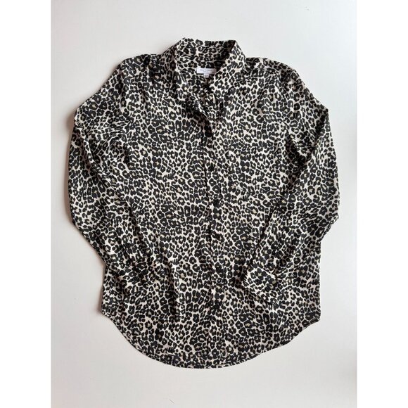 EQUIPMENT Reese Leopard Print Satin Button Up Shirt, Size M - Picture 3 of 11